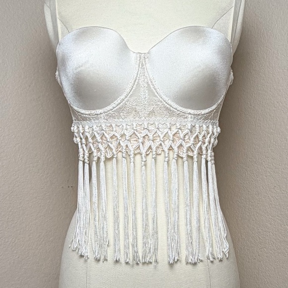 bebe Other - Y2K bebe Lace Fringe Bustier Corset Top Cream Satin Medium